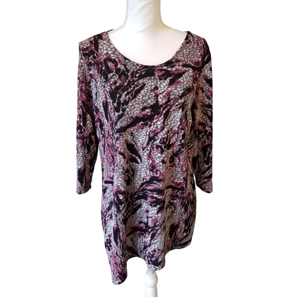 Christopher & Banks Womens L Abstract Print 3/4 Sleeve Tunic Top